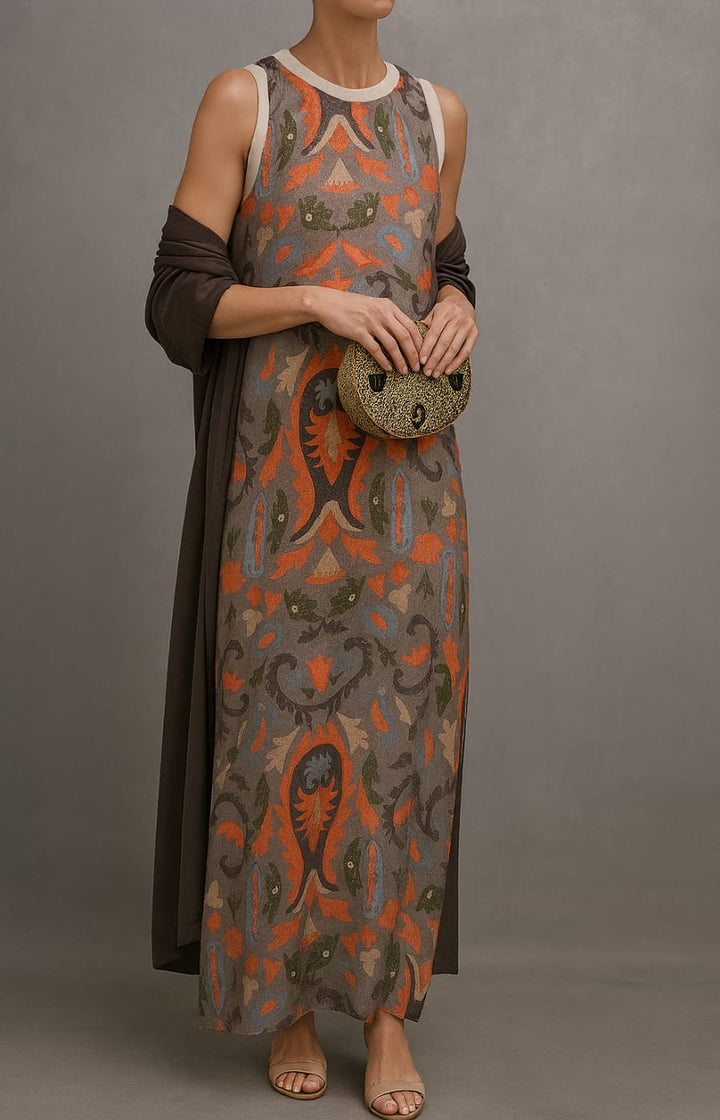 RAFFAELLA | Elegant Long Dress with Coordinated Shawl and Refined Line for Special Events